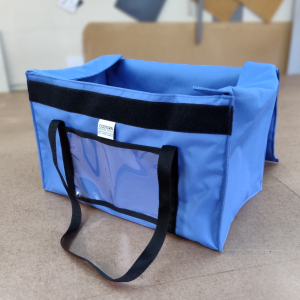 Blue equipment bag open